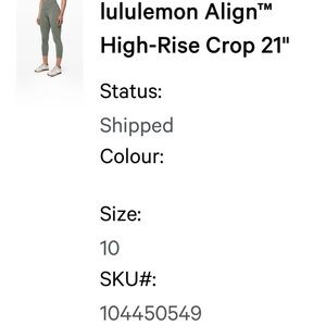 lululemon Align™
High-Rise Crop 21" leggings - worn just 2 times